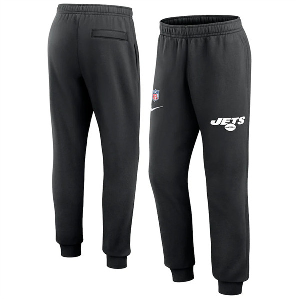 Men's New York Jets Black Chop Block Fleece Sweatpants - Click Image to Close